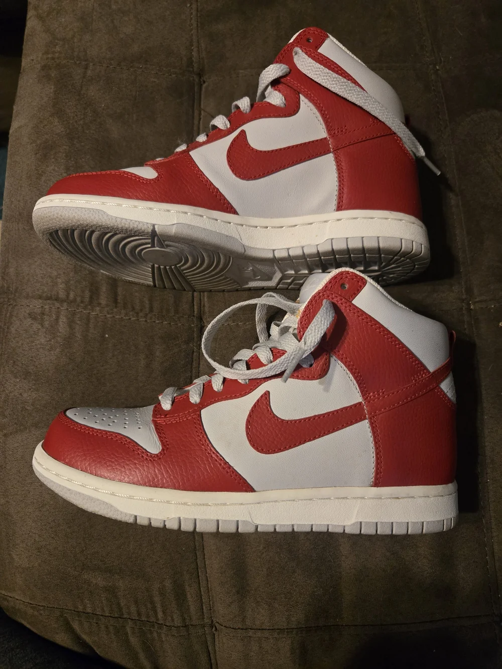 Nike Red and White Dunks High